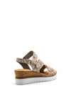 Rieker Womens Floral Print Velcro Strap Wedge Sandal, Multi