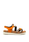 Rieker Womens Leather Reptile Sandals, Orange