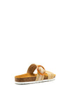 Rieker Womens Woven Buckle Slip on Mules, Beige