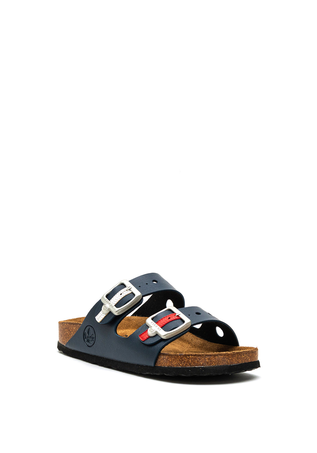 Rieker Womens Chunky Buckle Slider Sandal, Navy