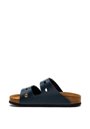 Rieker Womens Chunky Buckle Slider Sandal, Navy