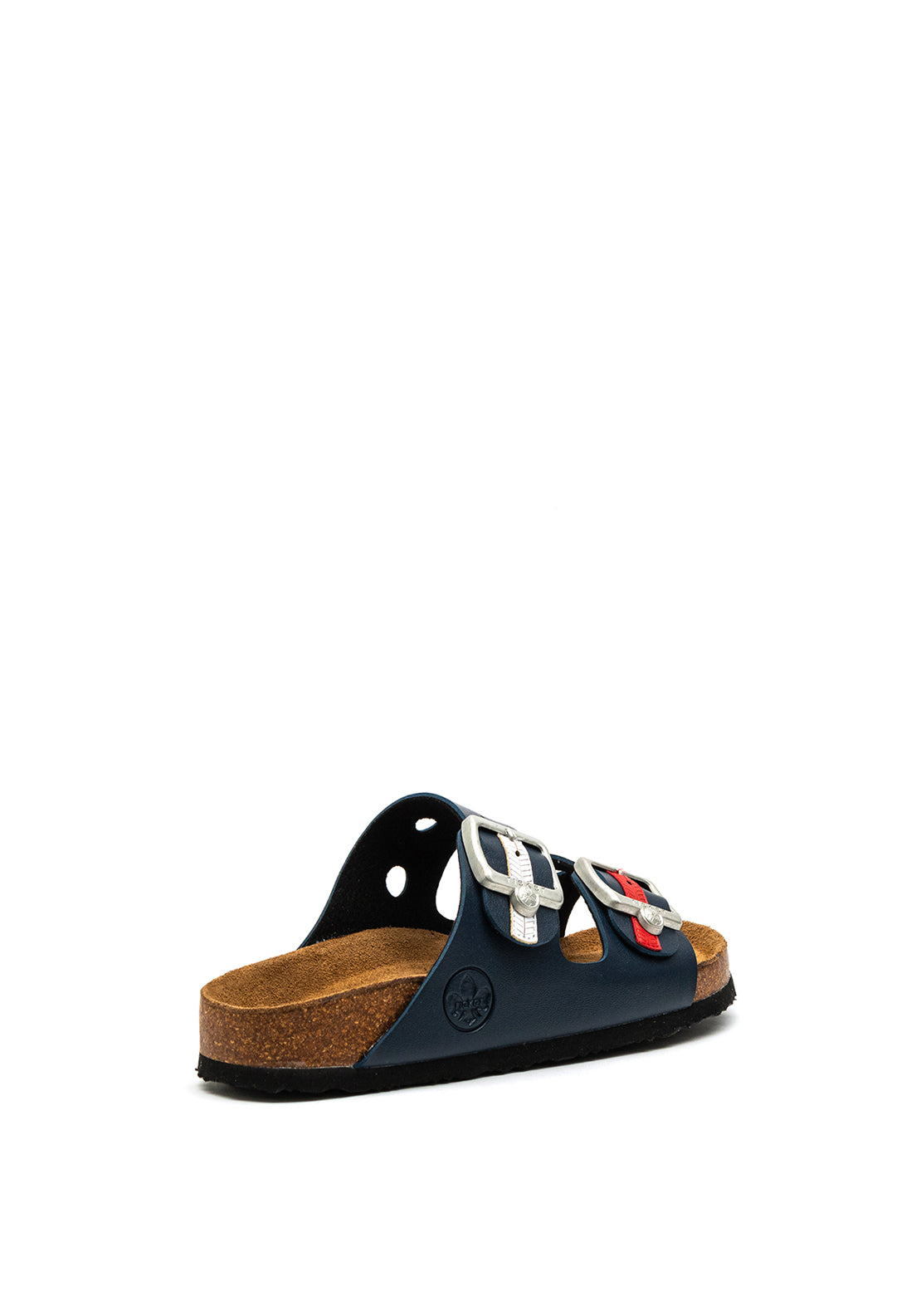 Rieker Womens Chunky Buckle Slider Sandal, Navy