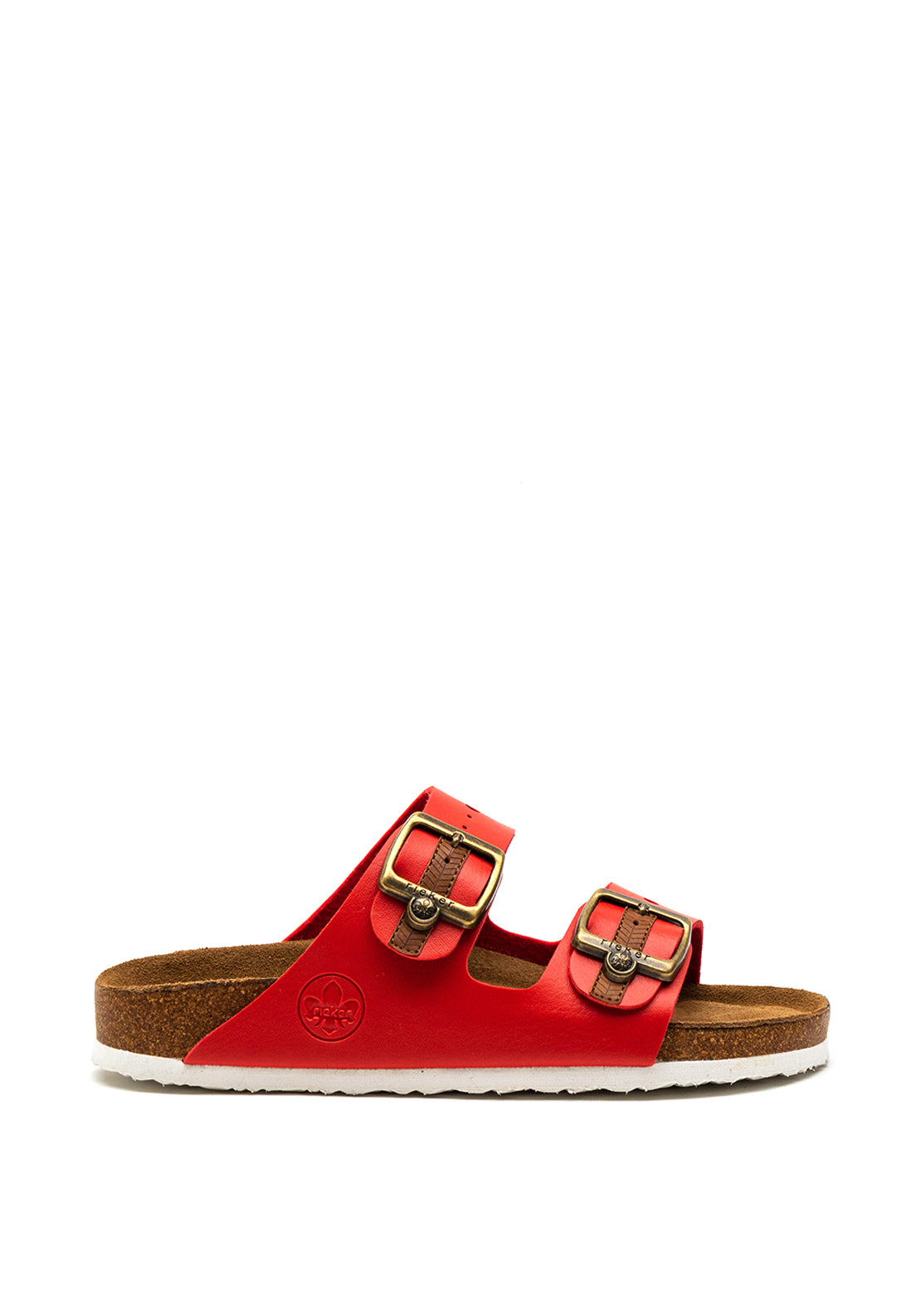 Rieker Womens Chunky Buckle Slider Sandal, Red