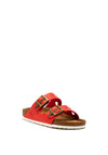 Rieker Womens Chunky Buckle Slider Sandal, Red