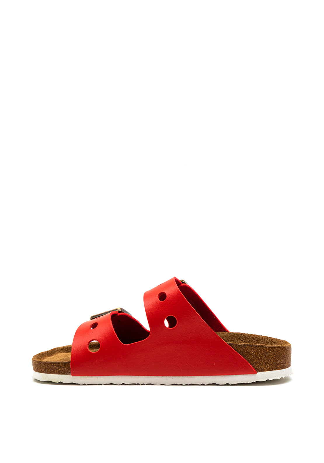 Rieker Womens Chunky Buckle Slider Sandal, Red