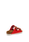 Rieker Womens Chunky Buckle Slider Sandal, Red