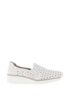 Rieker Womens Laser Cut Wedged Shoe, White