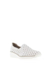Rieker Womens Laser Cut Wedged Shoe, White