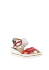 Rieker Buckle Velcro Strap Wedged Sandals, Red