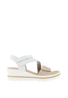 Rieker Velcro Strap Wedge Sandals, White & Beige