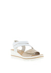 Rieker Velcro Strap Wedge Sandals, White & Beige