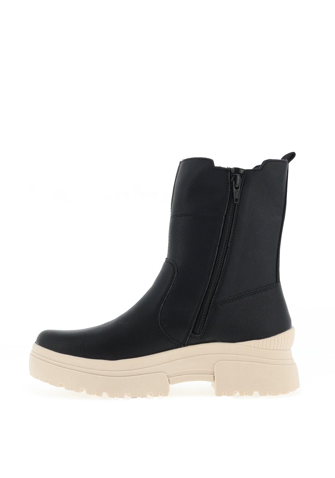 Rieker Womens Evolution Leather Rib Panel Chunky Boots, Black