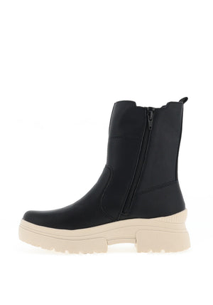 Rieker Womens Evolution Leather Rib Panel Chunky Boots, Black