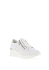 Rieker Womens Leather Zip Wedge Trainers, White
