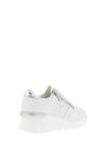 Rieker Womens Leather Zip Wedge Trainers, White