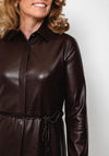 Rino & Pelle Stacey Faux Leather Shirt Dress, Dark Oak