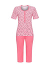Ringella Stripe Short Sleeve Capri Pyjama Set, Pink