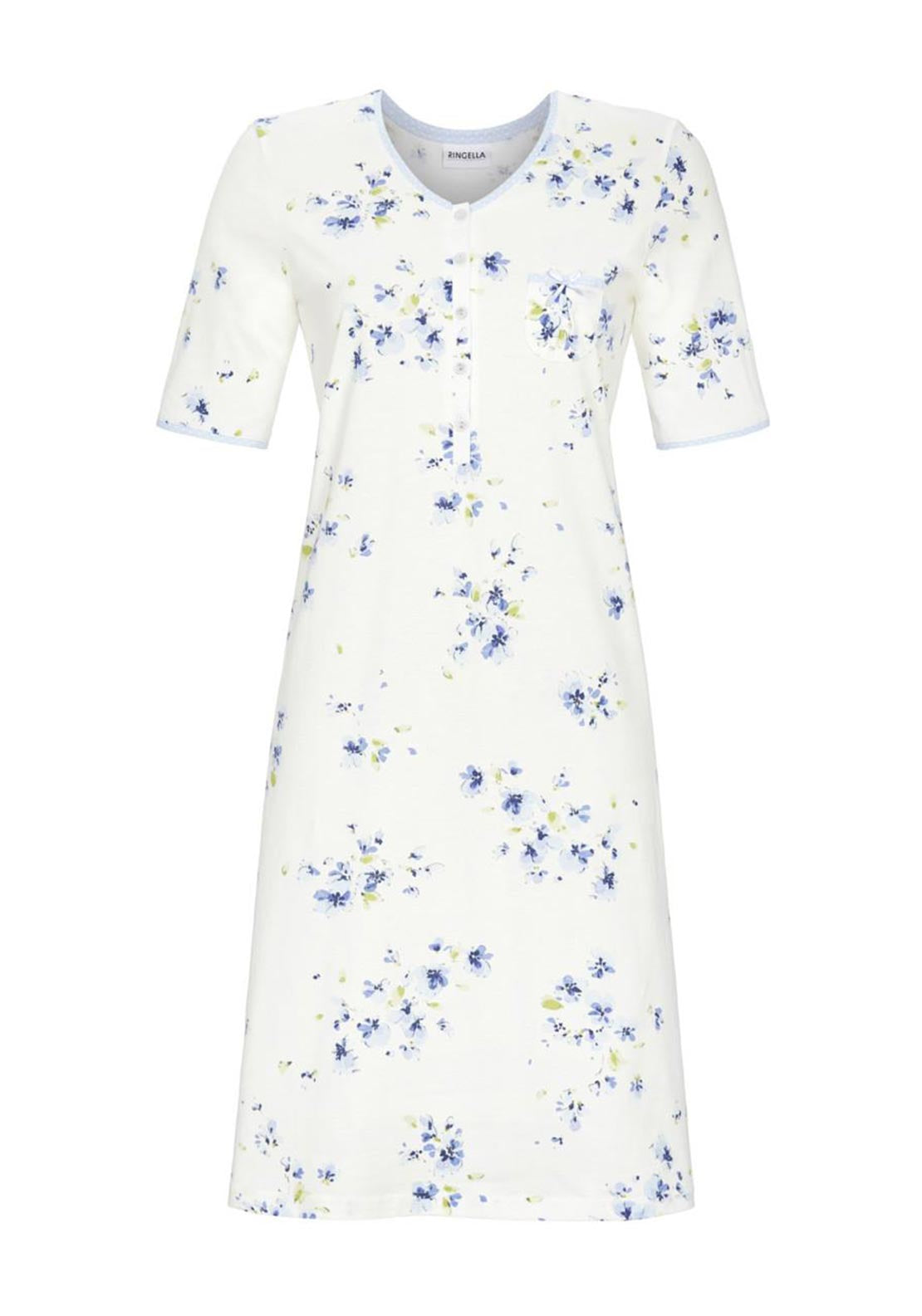 Ringella Floral Buttoned Nightdress, Blue Multi