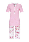 Ringella Floral & Pinstripe Capri Pyjama Set, Pink Multi