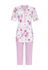 Ringella Floral & Pinstripe Capri Pyjama Set, White Multi
