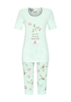 Ringella Floral & Bird Graphic Capri Pyjama Set, Mint Green Multi