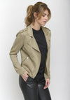 Rino & Pelle Balou Faux Suede Biker Jacket, Khaki