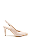 Pomares Suede Shimmer Sling Back Court Shoes, Dream Nude