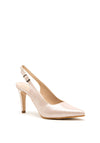 Pomares Suede Shimmer Sling Back Court Shoes, Dream Nude
