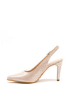 Pomares Suede Shimmer Sling Back Court Shoes, Dream Nude