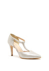 Pomares Shimmer T-Bar Court Shoes, Silver