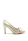 Pomares Modern Bow Shimmer Court Shoe, Gold
