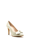 Pomares Modern Bow Shimmer Court Shoe, Gold