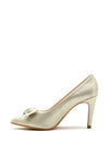 Pomares Modern Bow Shimmer Court Shoe, Gold
