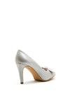 Pomares Modern Bow Shimmer Court Shoe, Silver