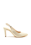 Pomares Suede Shimmer Sling Back Court Shoes, Gold
