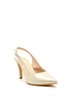 Pomares Suede Shimmer Sling Back Court Shoes, Gold