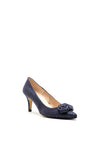 Pomares Knot Bow Shimmer Court Shoe, Navy