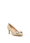 Pomares Metallic Bow Low Heel Court Shoes, Gold