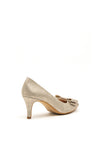 Pomares Metallic Bow Low Heel Court Shoes, Gold