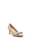 Pomares Metallic Bow Low Heel Court Shoes, Beige Shimmer