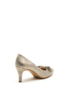 Pomares Metallic Bow Low Heel Court Shoes, Beige Shimmer