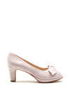 Pomares Modern Bow Shimmer Peep Toe Shoe, Pink