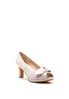 Pomares Modern Bow Shimmer Peep Toe Shoe, Pink