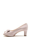 Pomares Modern Bow Shimmer Peep Toe Shoe, Pink