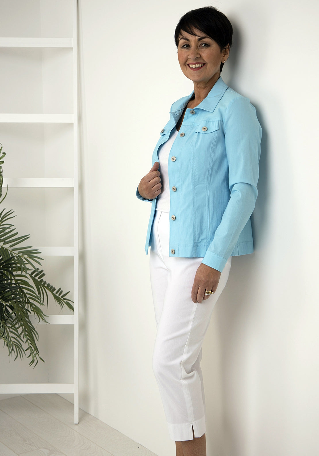Robell Happy Denim Effect Jacket, Sky Blue