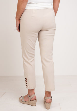 Robell Lena Slim Fit Stretch Cropped Trousers, Beige