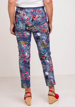 Robell Rose 09 Floral Cropped Jeans, Blue Multi