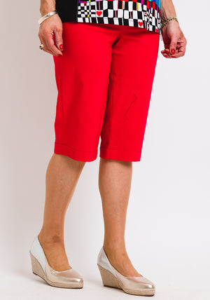 Robell Bella 05 Slim Knee Length Shorts, Red