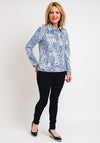 Robell Happy Denim Animal Print Effect Jacket, Blue & White