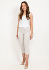 Robell Rose 07 Striped Slim Fit Capri Trousers, Beige & White